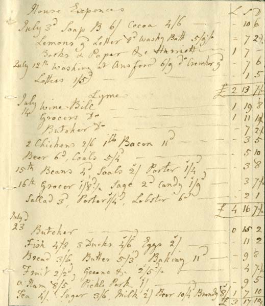 Household account book 1804